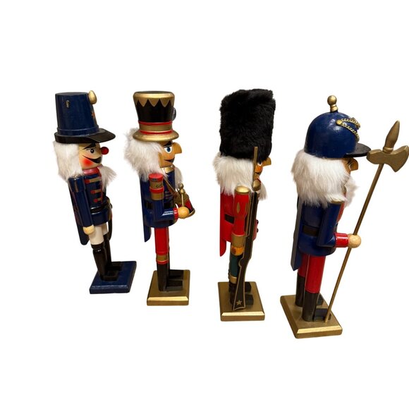 Set Of 4 Decorative Wooden Nutcrackers With Hats & Beards - Picture 5 of 8
